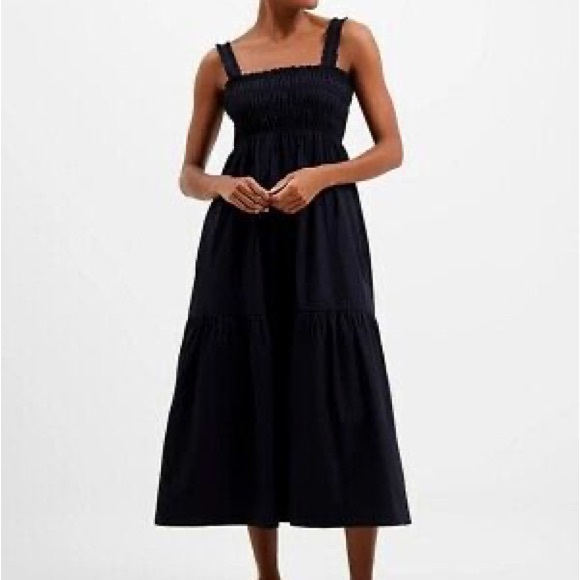 French Connection Dresses & Skirts - French Connection Black Ezeke Rhodes Smocked Midi Sun Dress Size 0